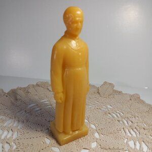 Vintage Resin Religious Statue • Yellow Saint Figurine • Home Altar Decor